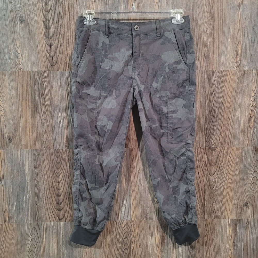 prAna Sky Canyon Jogger Size 8 x 25 Gray Gravel Camo Quick Dry UPF 50+ Outdoors